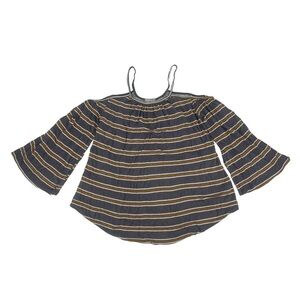Passport Purple Striped Cold Shoulder Bell Sleeve Blouse Size Small Women’s